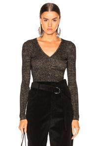 Ulla Johnson Bessie Bodysuit In Black,metallic