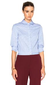 Rosetta Getty Cropped Fitted Top In Blue,stripes