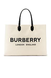 Burberry Large Leather Tote In Neutral