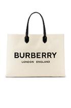 Burberry Large Leather Tote In Neutral