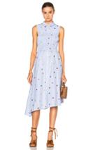 Suno Smocked Embroidered Shirt Dress In Blue,stripes,floral