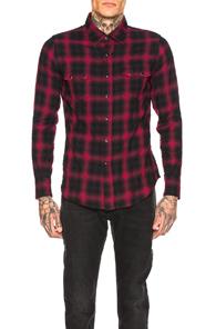 Saint Laurent Classic Texas Shirt In Plaid,red