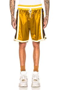 Just Don Jungle Satin Basketball Short In Animal Print,yellow