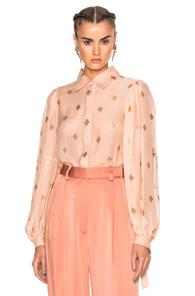 Lanvin Printed Blouse In Pink,metallics,geometric Print