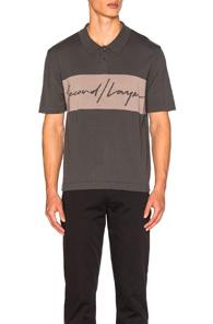 Second/layer Script Logo Knit Polo In Gray