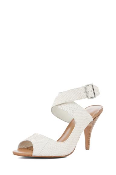 3.1 Phillip Lim Asymmetric Salmon Ankle Strap Sandal In White,animal Print