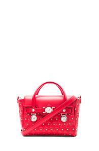 Versace Leather Studded Crossbody In Red,metallics