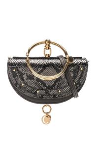 Chloe Small Nile Leather Python Print Minaudiere In Animal Print,black