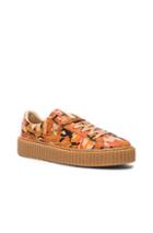 Fenty By Puma Leather Camo Creepers In Orange,abstract