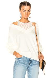 T By Alexander Wang Deep V Sweater With Inner Tank In Neutrals