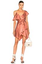 Zimmermann Sueded Asymmetric Wrap Mini Dress In Pink