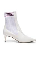 Fendi Leather Rockoko Ankle Boots In White
