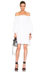 Tibi Midi Off Shoulder Dress In White