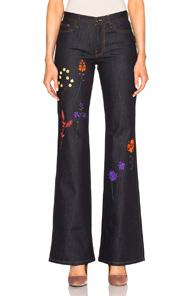 Fendi Embroidered Jeans In Blue