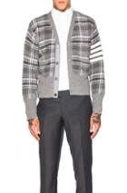 Thom Browne Tartan Plaid Wool Cardigan In Gray,checkered & Plaid