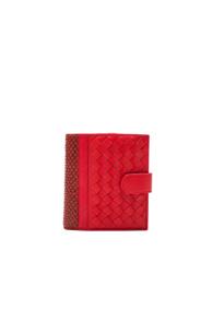Bottega Veneta Woven Leather & Ayers Wallet In Red,animal Print