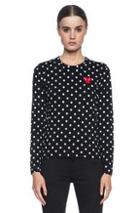 Comme Des Garcons Play Cotton Jersey Print Red Emblem Top In Black,geometric Print