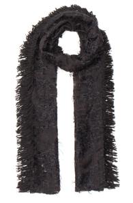 Balenciaga Silk Fringe Scarf In Black