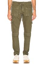 Greg Lauren Denim Long Cargo Pant In Green