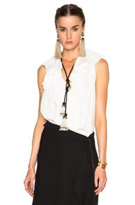 Lanvin Sleeveless Ruffle Blouse In White