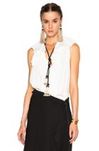 Lanvin Sleeveless Ruffle Blouse In White