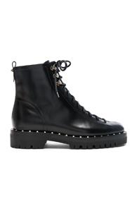 Valentino Leather Soul Rockstud Combat Boots In Black