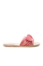 Ancient Greek Sandals Velvet Taygete Bow Sandals In Pink