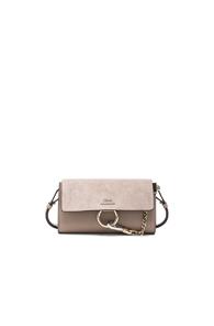Chloe Leather Faye Strap Wallet In Gray