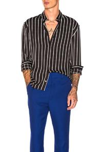 Haider Ackermann Classic Shirt In Black,stripes