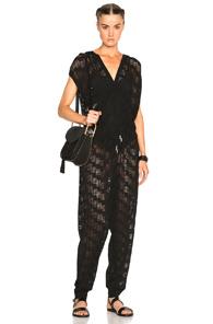 Kenzo Openwork Weave Viscose Jumpsuit In Black