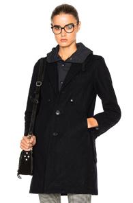 Engineered Garments Melton Chester Coat In Blue