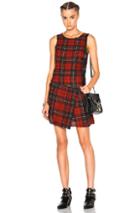 R13 Asymmetrical Kilt Dress In Red,checkered & Plaid