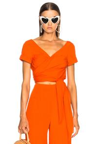 Mara Hoffman Penelope Wrap Crop Top In Orange