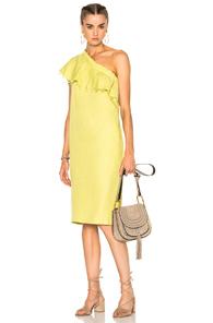 Apiece Apart Reina One Shoulder Ruffle Dress In Yellow