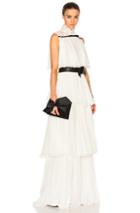 Giambattista Valli Pleated Georgette Tiered Gown In White