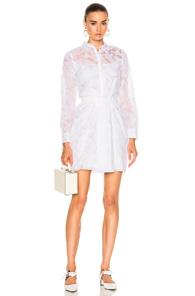 Carven Collared Long Sleeve Dress In White