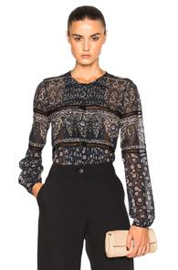 Veronica Beard Daisy Lace Top In Blue,floral