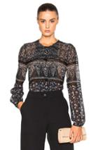Veronica Beard Daisy Lace Top In Blue,floral