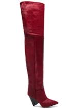 Isabel Marant Calf Hair Lostynn Thigh High Boots In Red