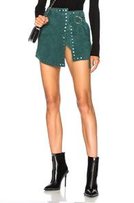 Understated Leather Ultimate For Fwrd Suede Wrap Mini Skirt In Green