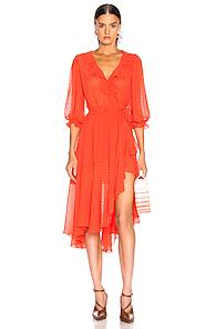 Icons 3/4 Sleeve Cha Cha Wrap Dress In Orange