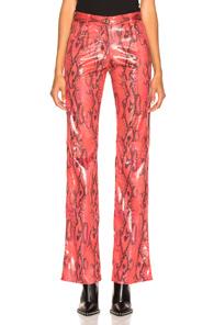 Msgm Snakeskin Pants In Animal Print,red