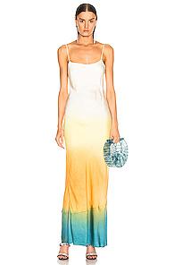 John Elliott For Fwrd Myrrh Slip Dress In Blue,ombre & Tie Dye,yellow,white
