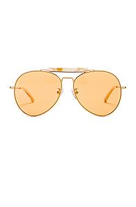 Dries Van Noten Aviator Sunglasses In Metallic,yellow
