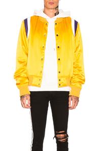 Amiri Loose Fit Varsity Baseball Jacket In Yellow