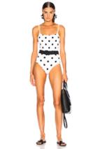 Solid & Striped Nina Belt Swimsuit In Black,polka Dots,white