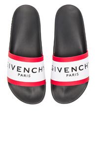 Givenchy Slide Sandals In Black,white