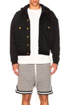 Fear Of God Hooded Trucker Jacket With French Terry Sleeves In Black