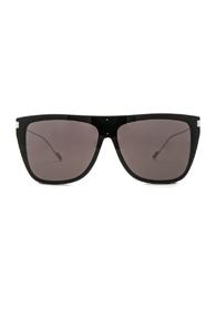 Saint Laurent Bold Oversized Flat-top Sunglasses In Black
