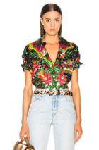 Pierre-louis Mascia Aloe Ultrawash Shirt In Green,floral,red,tropical